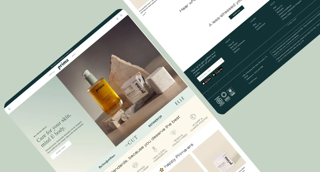 Skincare products on a website