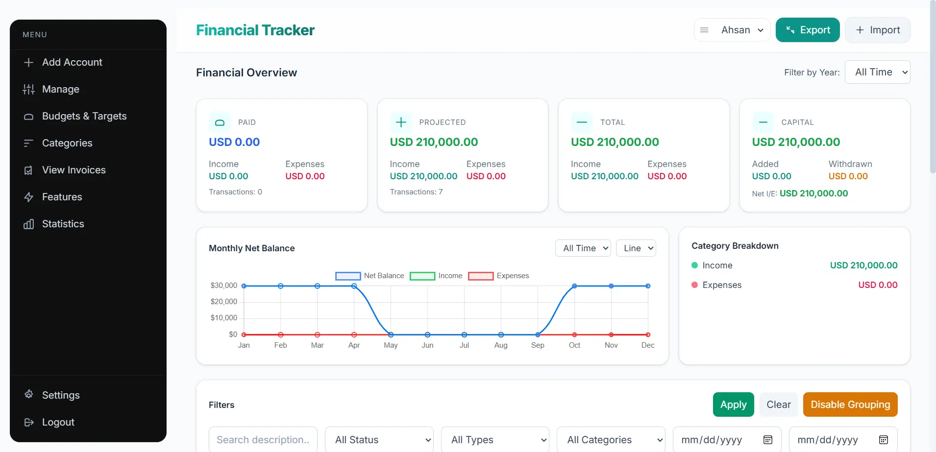 personal finance tracker
